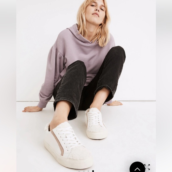 Madewell Sidewalk Low-Top Sneakers in Leather: Sherpa Edition Size 8 - Picture 4 of 13